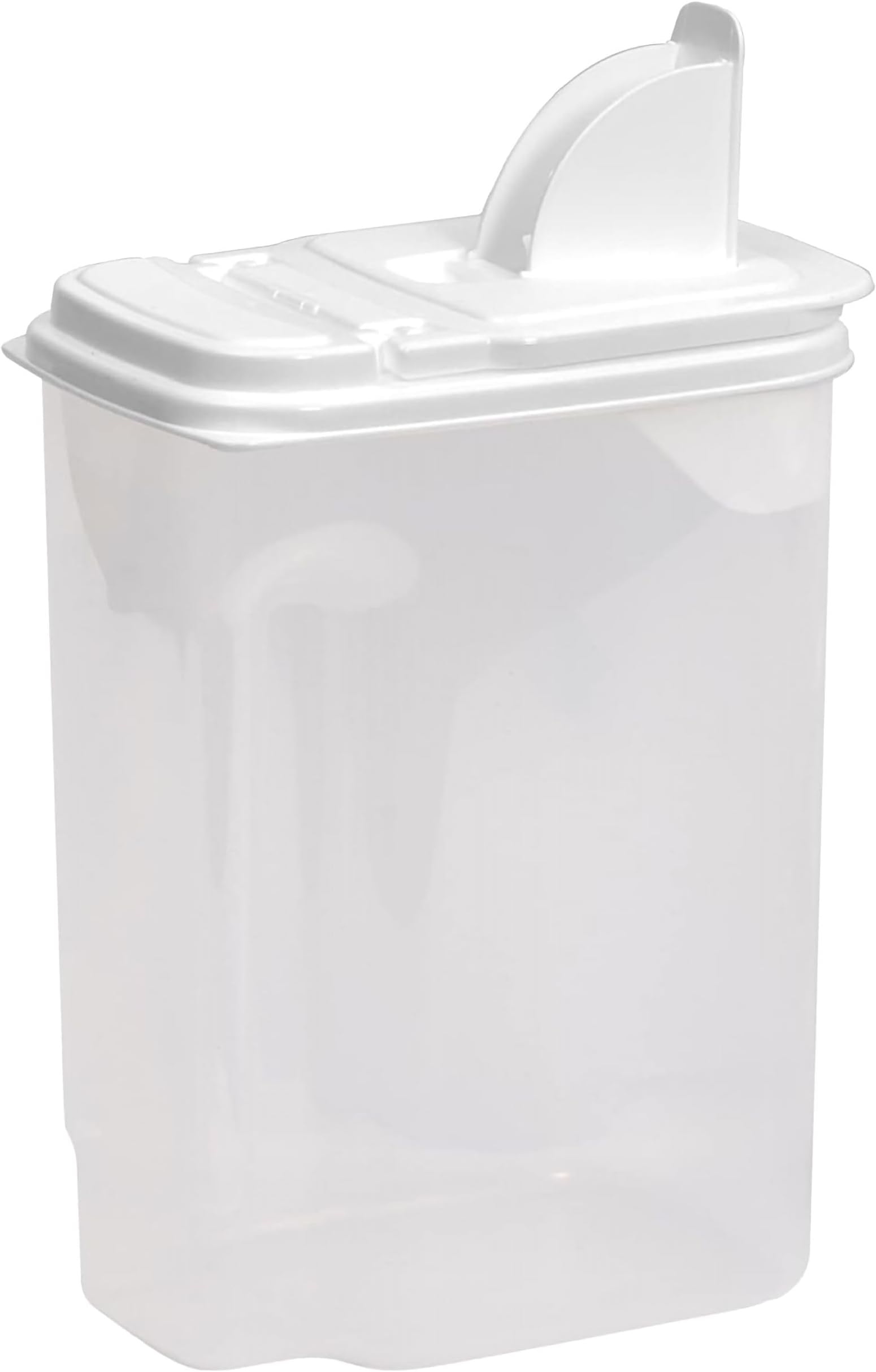 Buddeez Large Food Storage Container - 3.75 Quart Sugar Buddy, All Purpose Clear Kitchen Organization and Storage - Sugar, Flour, Cereal, Rice Dispenser, EZ Pour Spout & Easy Grip Handle (White Lid)