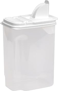 Buddeez Large Food Storage Container - 3.75 Quart Sugar Buddy, All Purpose Clear Kitchen Organization and Storage - Sugar, Flour, Cereal, Rice Dispenser, EZ Pour Spout & Easy Grip Handle White Lid