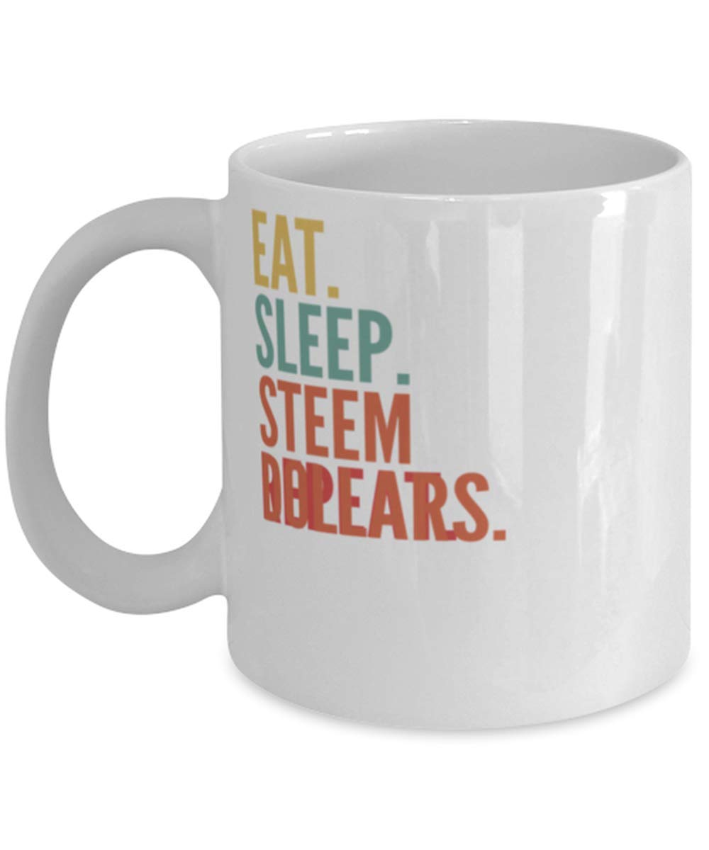 Steem Dollars Crypto, Eat Sleep Steem Dollars Repeat Mug 11oz, white