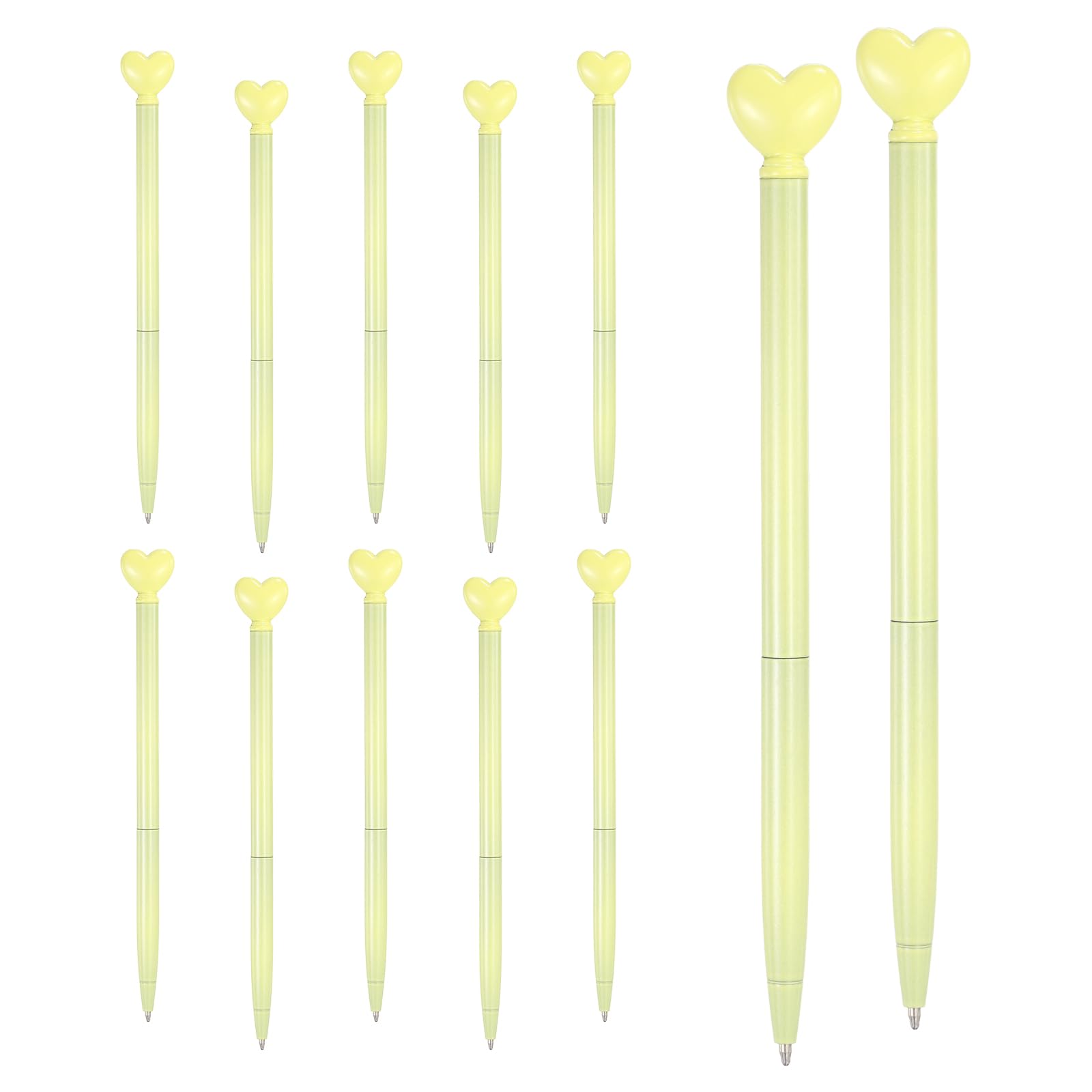 PATIKIL Heart Pens 1.0 mm Black Ink, 12 Pcs Metal Cute Pens Heart Ballpoint Retractable for Women Wedding Office Party Bridal Engagement Gifts Valentine's Day, Yellow