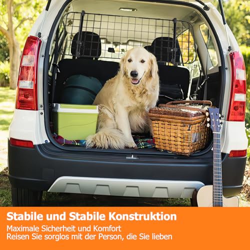 Izrielar Hundegitter Auto, Autoschutzgitter Trenngitter Universal, Autoschutzgitter Verstellbare Breite mit Sicherheitsgurt für Hunde, Maße 30 x 90-145 cm