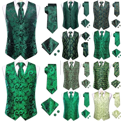 Men’s Wedding Silk Waistcoat Set – Formal Suit Vest with Tie, Pocket Square & Cufflinks for Business2