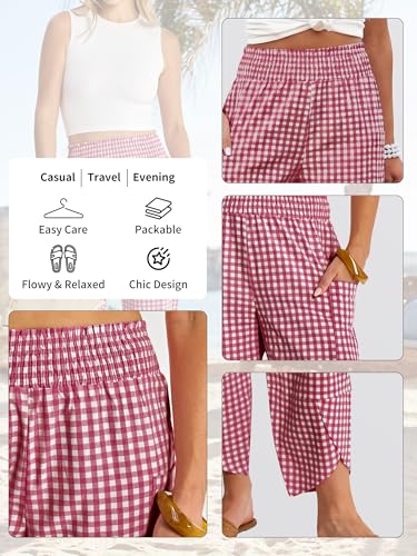 Image of ANRABESS Womens Wide Leg Palazzo Capri Pants 2026 Summer Casual High Waisted Barrel Lounge Flowy Cropped Beach Work Trousers