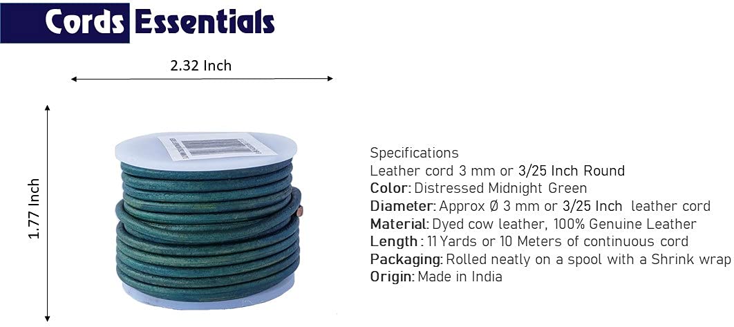 Cords Essentials Round Genuine Leather String Cord, Rope for Jewelry Making Necklaces, Bracelets, Kumihimo Braiding, Wraps - Image 2