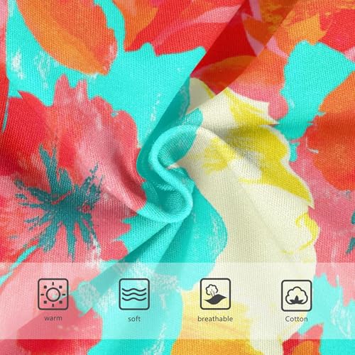 Cotton Girls Underwear Toddler Watercolor Red Flowers Blue Cute Panties Girl Artistic Briefs Kids Undies 2t3