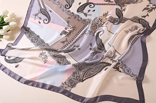 Image of ZDMHSH Fashion Scarves Scarf 100% Silk Feeling Scarf Silk Like Scarves Long Lightweight Sunscreen Shawls for Women