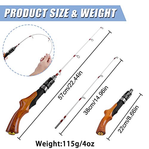 Ice Fishing Rod Ultralight Winter Spinning Ice Fishing Pole Tackle Wooden Handle Mini Ice Spinning Rod Fishing Tackle Tool - Image 4