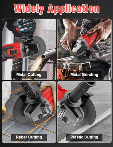 Brushless Angle Grinder for Milwaukee M18 Battery, 4-1/2" Cordless Small Angle Grinder w/Auxiliary Handle, 10 Sandpapers, 2 Cutting & 2 Grinding Wheels, Pin Wrench, Lock-on Slide Switch for Polishing thumbnail 7
