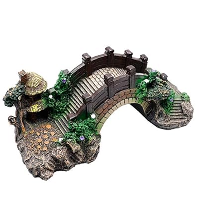 NA Aquarium Ornament Resin Arch Bridge Tree Pavilion Artificial Bridge Model for Garden Decor Fish Tank Landscape Accessories