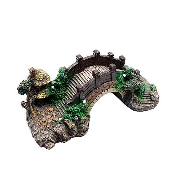 YANCONGLIDEYAN Aquarium Ornament Resin Arch Bridge Tree Pavilion Artificial Bridge Model for Garden Decor Fish Tank Landscape Accessories