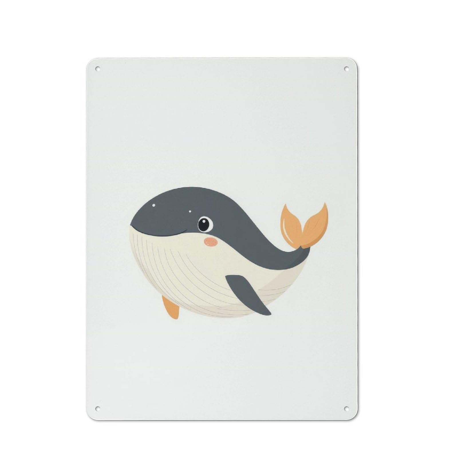 Cute Cartoon Whale Rustic Tin Sign 40x30cm for Man Cave Or Games Room, A Decorative Gift for A Newly Furnished Man Cave And Games Room