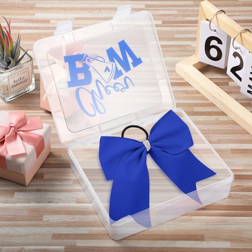 Image of Honeydak 6 Pcs Extra Large Cheer Bow Plastic Box Cheer Team Gifts Bulk Bobby Pin Case Plastic Containers for Team Cheerleader Dance Ballet Hair Accessories Storage Organizer Cheerleading Travel