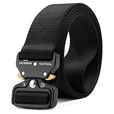 Fairwin Tactical Belt, 1.5 Inch Military Style Webbing Riggers Web Belt Heavy-Duty Quick-Release Metal Buckle Cover