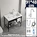 HMOROVEX Length 20-35In Freestanding Bathroom Console Sink Ceramic Utility Sink with Washboard Set,with Cold And Hot Water Faucet,Open Shelf for Kitchens,Garage,Laundry Room,White,91 * 48 * 83cm