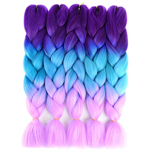 MeiQin Ombre Braiding Hair 24 Inch 5 Pack Braiding Synthetic Hair Crochet Twist Box Braids Hair Extensions for Braiding