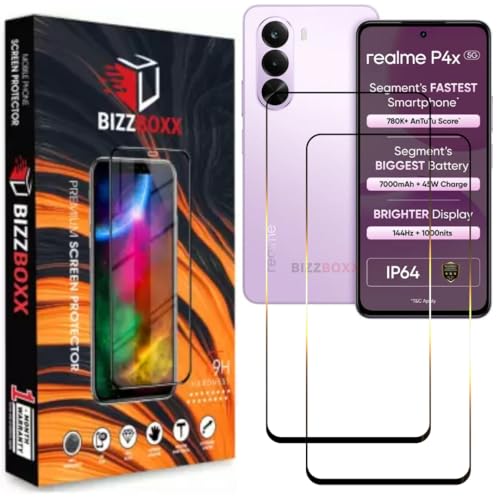Image of Screen Guard Compatible with realme P4x 5G Tempered Glass Screen Protector Guard - HD Clarity, Anti-Fingerprint (For Realme P4x - 6.72 inch) With Installation Kit - Pack of 2