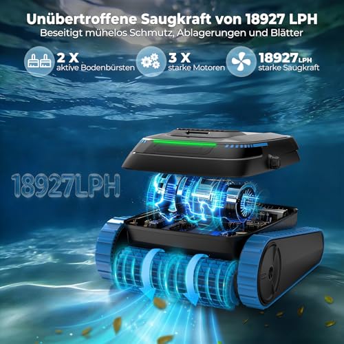 Image of (2026 New) Pool Vacuum for Inground & Above Ground Pools, Robotic Pool Cleaner with 5000 GPH Suction, 4L Filter Basket, Smart Navigation, Clean Floor /Wall /Warterline, App Preset, Smart Selfpark, Black