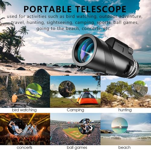 Monocular Telescope with Lights HD Monoculars 80x100 for Adults High Powered Monocular for Hunting with Smartphone Holder & Tripod, Handheld Telescope Suitable for Bird Watching Stargazing - 6