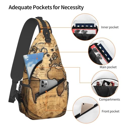 Mochila bandolera MyPiky con estampado de mapa antiguo miniatura 4