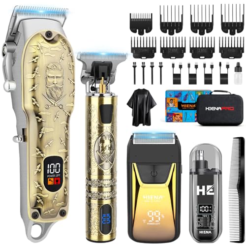 HIENA PRO Maquina de Cortar Pelo Hombre, Inalámbrico Cortapelos, Recortador de Barba, Afeitadora de Láminas, Cortapelos de Nariz, Kit Completo de Afeitado y Corte de Pelo Eléctrico (313 Set)