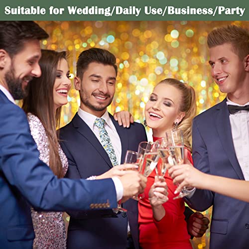 Image of Mantieqingway Men Skinny Tie Cotton Floral Necktie for Wedding Groomsmen Tie