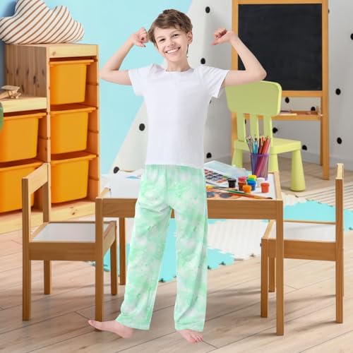 visesunny Boys' Pants Green Pattern Jogger Pants Elastic Waist Long Bottoms Trousers with Pockets2