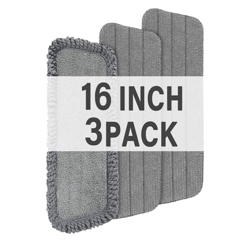 16.5" Microfiber Mop Pads Refills, 3 Pack Reusable Replacement Heads