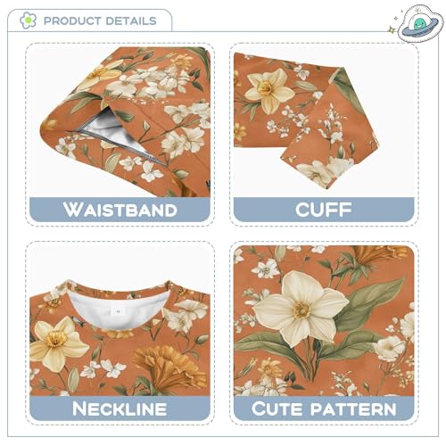 JUNZAN Summer Flowers Daffodils Begonia Terracotta Little Girls Hoodie Sweatshirt Crewneck Tops Clothing Shirts Athletic 4T3