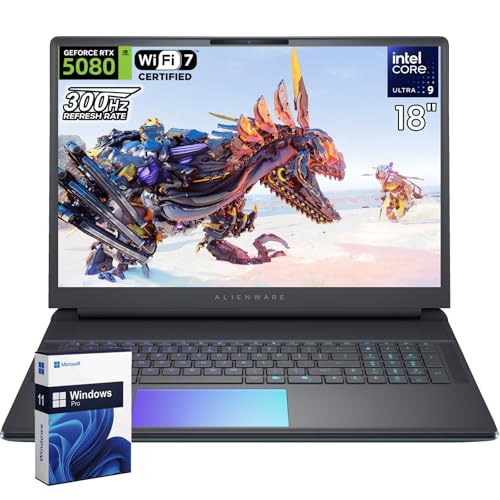 Image of Dell Alienware 18 Area-51 Gaming Laptop, NVIDIA GeForce RTX 5080, Intel Ultra 9 275HX (Up to 5.4GHz), 64GB DDR5, 4TB SSD, Wi-Fi 7, 18 Inch 300Hz Display, FHD Webcam, Windows 11 Pro, Copilot