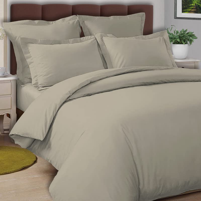 PizunaSimply Taupe Percale Twin Duvet Cover Cotton, 100% Long Staple Cotton Twin Quilt Cover, Plain Weave Duvet Cover Twin Cotton with Button Closure (Simply Taupe Percale Duvet Cover Twin XL)