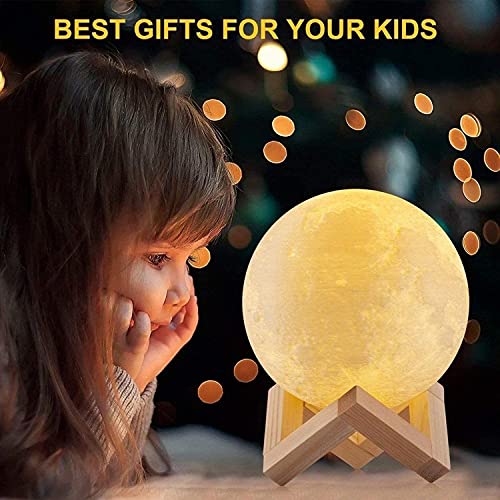 Image of DesiDiya 3D 16 Colors Moon Night Lamp Rechargeable with Stand night lamp for Bedroom Lights for Adults and Kids Home Room Beautiful Indoor Lighting 15cm with Battery Powered and Remote Control -15 Cm