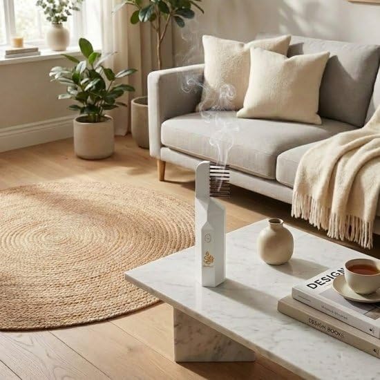 Bakhoor Kamm & Elektro Weihrauchbrenner – Tragbare Haar Aroma Diffusor – USB Wiederaufladbar – Für Haar & Interieur – Rauchfrei & Sicher – Luxus Geschenkbox – Weiß