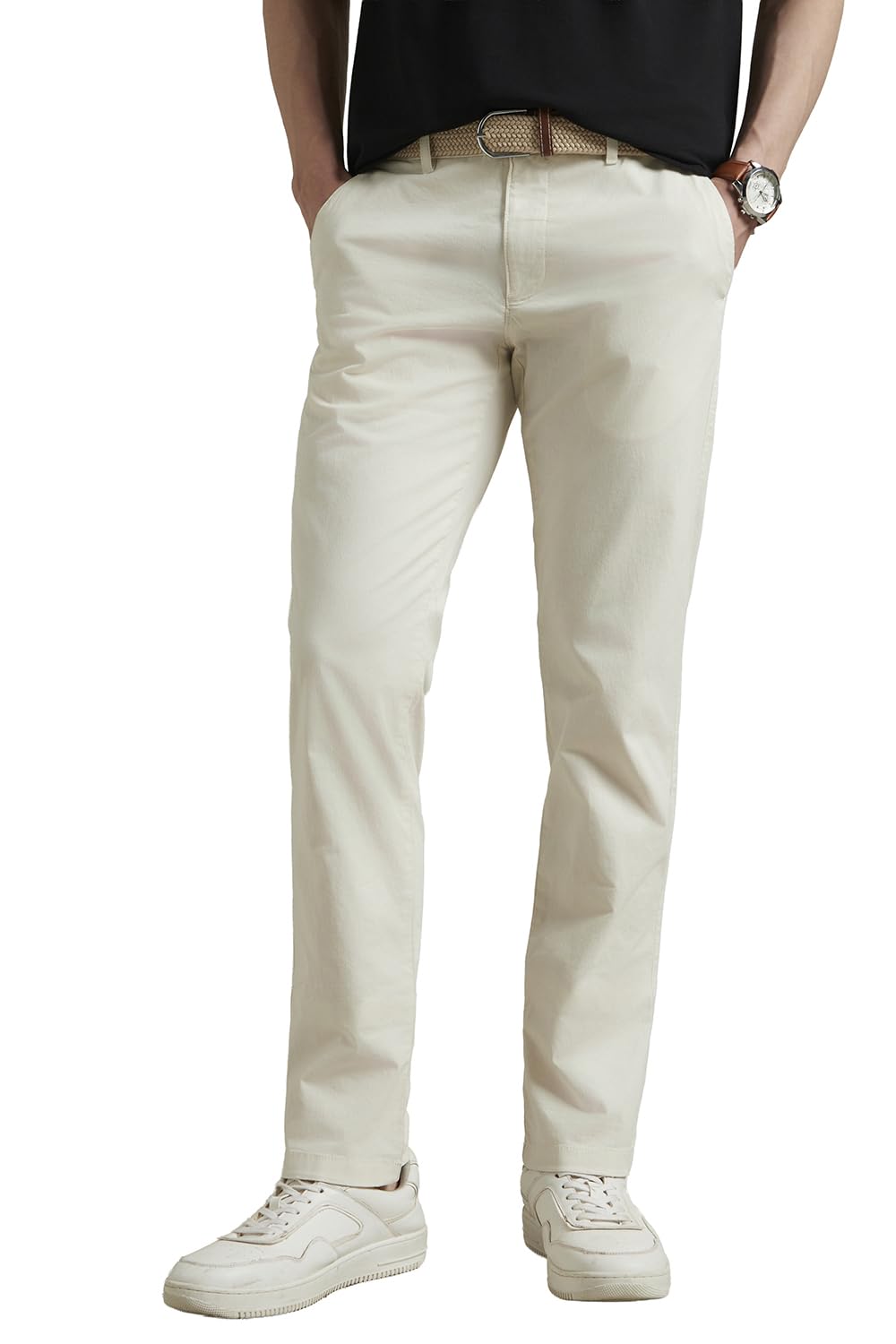 louis philippe Men's Slim Fit Mid Rise Chinos-picture-29