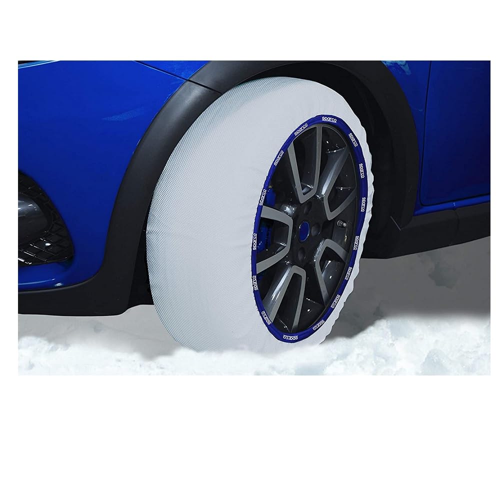 CALZE DA NEVE PER PNEUMATICO 185/65 R15 CALZANEVE TAGLIA M PER GOMME RUOTE AUTO COPPIA DI CALZE DA NEVE GHIACCIO IN TESSUTO OMOLOGATE CALZA DA NEVE SILENZIOSA SOSTITUZIONE ALLE CATENE