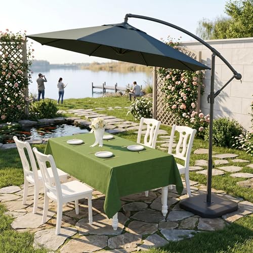 WAITER TREE Table Cloth Rectangle Table Cover 71x55 Inches Faux Linen Wrinkle Free Waterproof Green Camping Graduation Rectangle Indoor Outdoor Game Day Tablecloth for Soccer Party Wedding by WAITER TREE - Used condition - Image 9