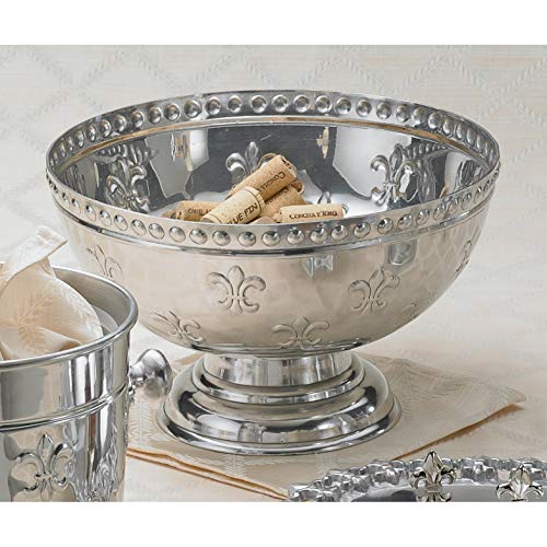 Kindwer Fleur-De-Lis Aluminum Punch Bowl, Silver #TOP4