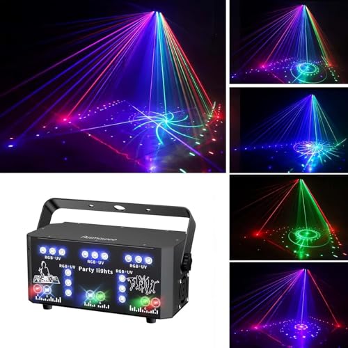 La Mejor Selección de Luces de sonido los más solicitados. 46 Luces de fiesta mejoradas de 21 lentes Ausmawee, luces de DJ de discoteca Pro 3 en 1 DMX y luces estroboscópicas RGB UV activadas por sonido, luces láser de escenario para...