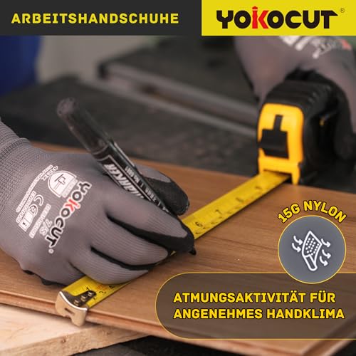 Arbeitshandschuhe für Mechaniker, Elektriker, Montagehandschuhe, Werkstatt, gartenhandschuhe, kfz-Handschuhe, mit Rutschfeste & Touchscreen-Funktion, 3 Paar Nitril Schutzhandschuhe Herren (Größe 7/S) – Bild 4