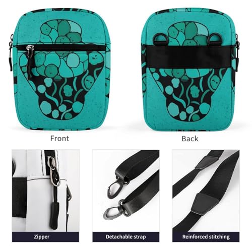 Personalized Small Crossbody Bag Water Resistant Messenger Bags Mini Turquoise And Black Printing SlingBag For Men Women3
