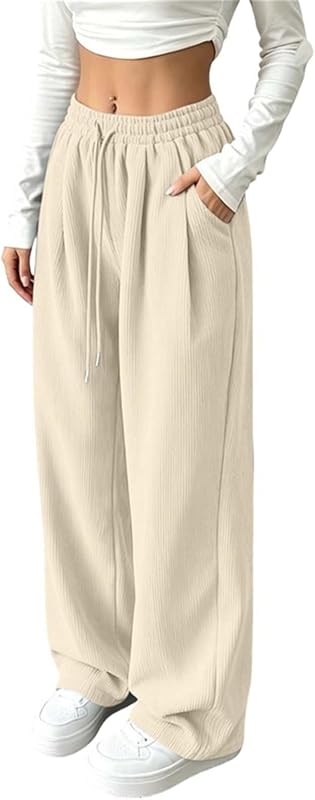 Women's Corduroy Barrel Wide Leg Pants Fall Trousers