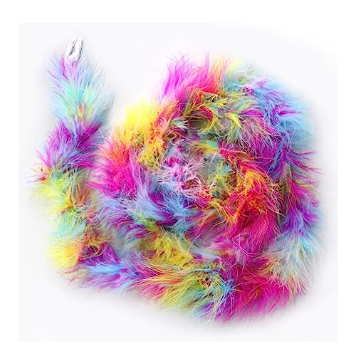 Yurosiay 2m×8cm Federboa 16g Bunt Natürliche Truthahnfedern Streifen Flauschige Girlande Handgefertigt Girlande Federn Deko Federboa zum Basteln...