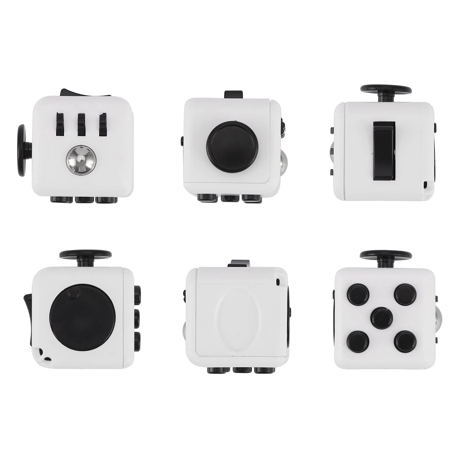 Beauenty Fidget Cube Stress Anxiety Pressure Relieving Toy ，Less Pressure, Fidget Dice, Creative Toy Gifts (White&Black)
