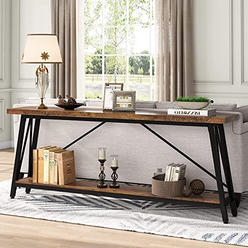 Image of TEKAVO Engineered Wood Console Tables for Living Room | Entryway Table | 120 Cm Long | Rustic Color | Long Narrow Hallway Table /DIY