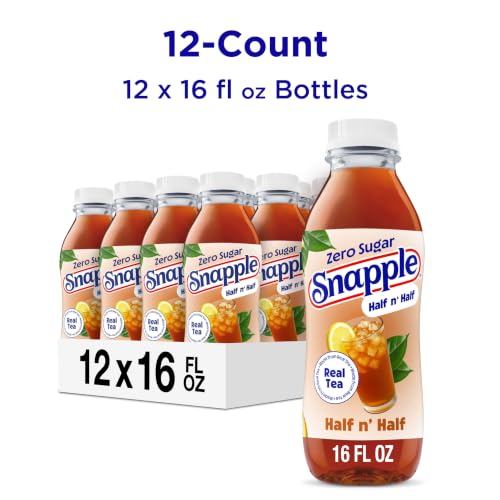 Image of Snapple Zero Sugar Half 'n Half Tea, 16 fl oz recycled plastic bottle, Pack of 12