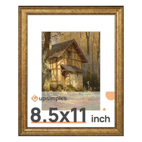 Image of upsimples 8.5 by 11 Picture Frame, Vintage Frames Decor, 1Pack Bronze | Fit 6x8 and 8.5x11 Photo, Wall or Tabletop Display, Antique-style Decoration, Rustic Farmhouse Decor, For Weddings