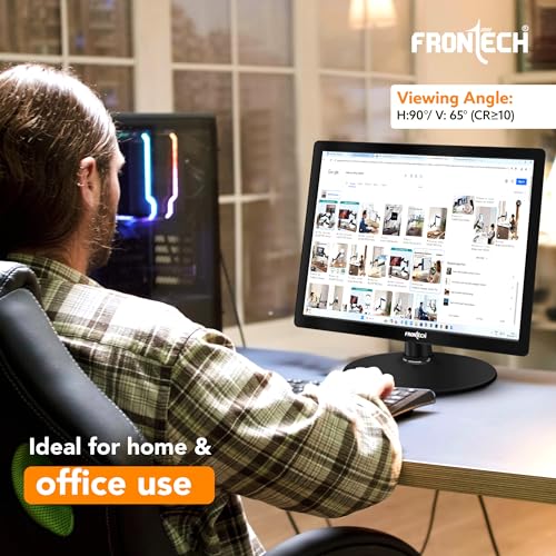 Image of FRONTECH 15 Inch HD LED Monitor | Refresh Rate 60 Hz, 1024 x 768 Pixels | Wall Mountable Slim Stylish Design with 16.7M Colors | HDMI & VGA Ports, Built-in Power Supply (MON-0067,Black)