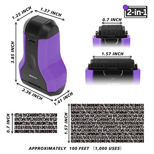 Miseyo 2 In 1 Identity Theft Protection Roller Stamps, Wide & Narrow Confidential Stamp Roller For Privacy Security Protection - Purple #TOP1