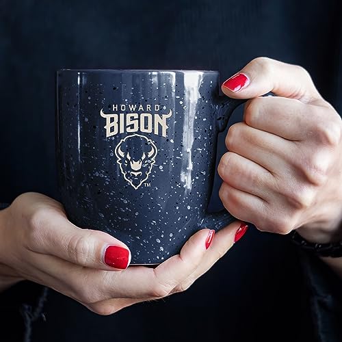 Image of Rico Industries NCAA Howard Bison Navy Blue Personalized 16 oz Team Color Laser Engraved Speckled Ceramic Coffee Mug