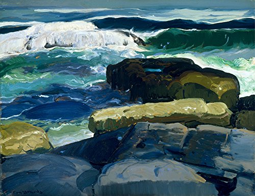 Cuadro Rolling Breakers de George Bellows en formato pequeño con marco marrón 2