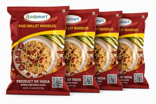 SDPMart Ragi millet noodles| pack of 4 | 6 oz (175g) each | Native Variety | No Maida | No Preservatives |